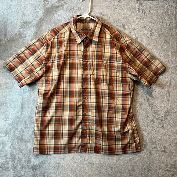 Kuhl Dissident Mens Lightweight Short Sleeve Button Up Plaid Fireclay Orange XXL - Picture 1 of 7